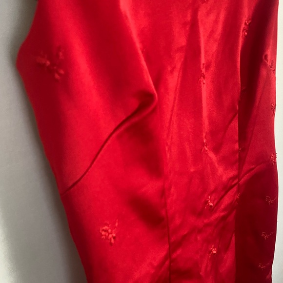 Vintage 90s Y2K All That Jazz Red Satin Dress Sz 7/8 Square Neck Cocktail - Picture 5 of 7
